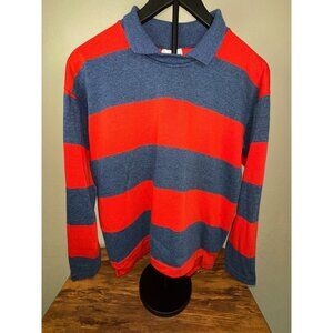 Vintage 1980s Newport Sportwear Red and Blue Stripe Rugby Shirt Medium